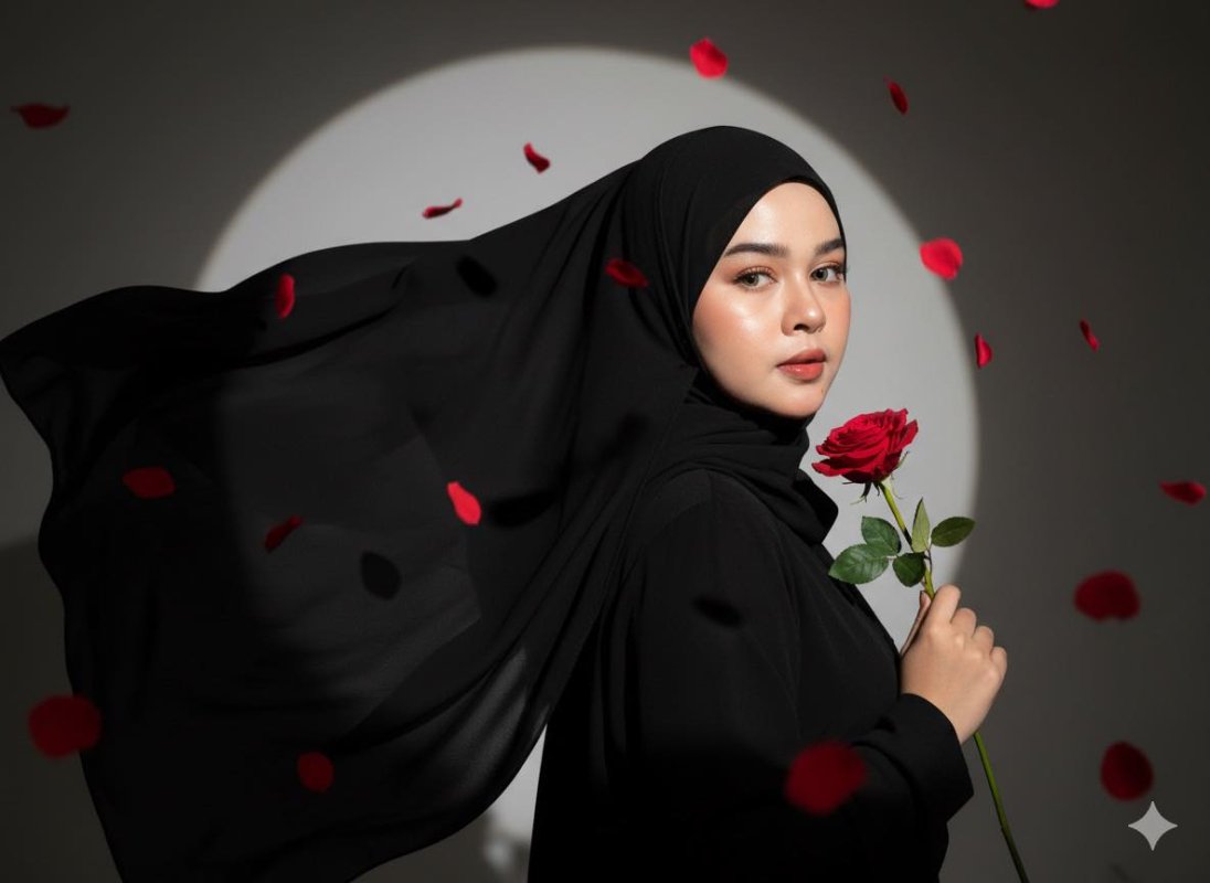 Wind-Kissed Elegance: A Cinematic Portrait with Red Roses