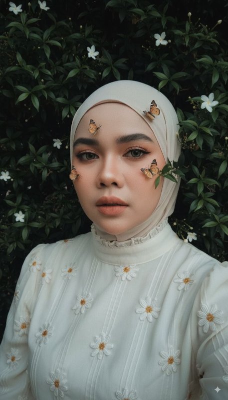 Serenity Among Nature: A Realistic Portrait in Soft Earth Tones