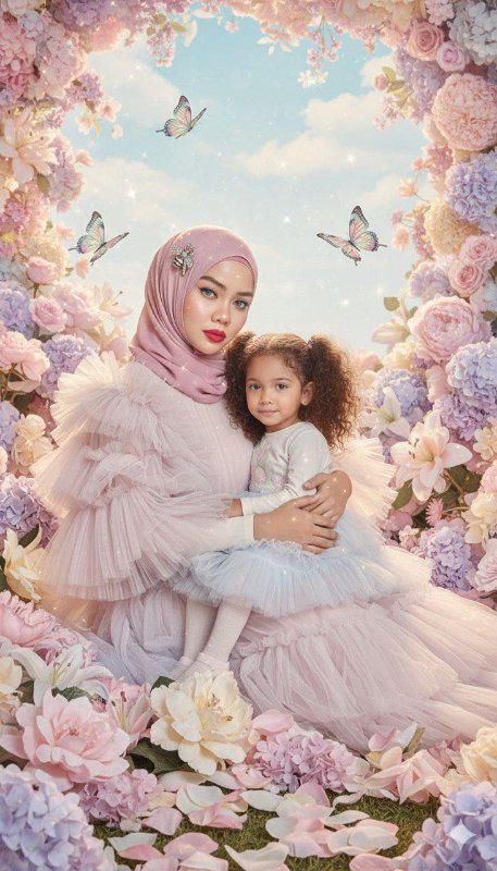 Ethereal Motherhood: A Dreamlike Floral Portrait