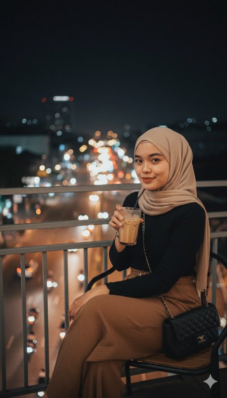 Stylish Woman In A Beige Hijab